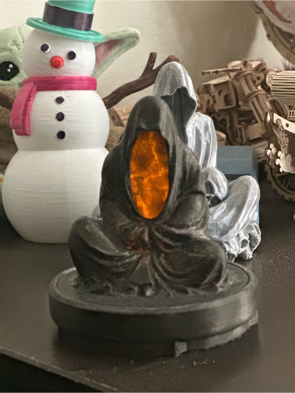 Halloween Decorations Hooded Figure LED Accent Statue - Black with Amber Glow